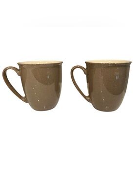 Denby Everyday Stoneware Mug Set Of 2 Tan Brown Freezer Dishwasher Oven Safe